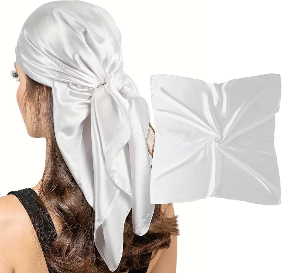 35-Inch Square Silk-Like Head Scarf for Women