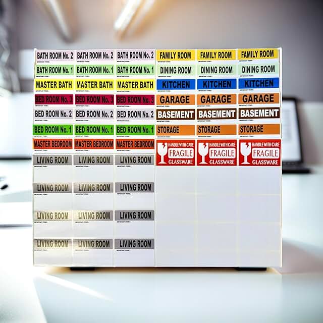 Large Moving Box Labels with Fragile Stickers, 2x3 inches