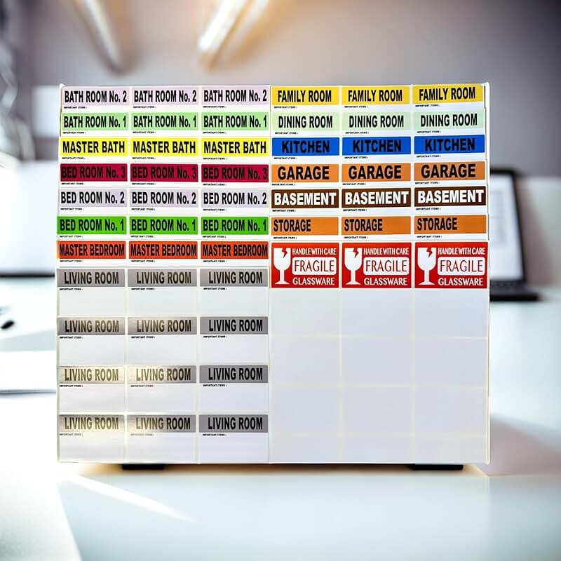 Large Moving Box Labels with Fragile Stickers, 2x3 inches