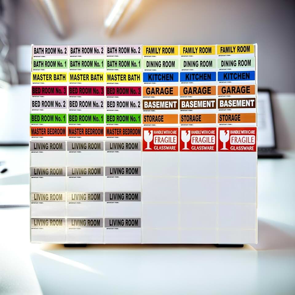 Large Moving Box Labels with Fragile Stickers, 2x3 inches