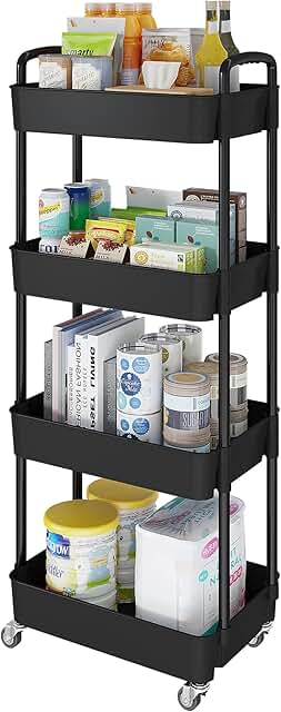 4-Tier Mobile Storage Cart with Wheels