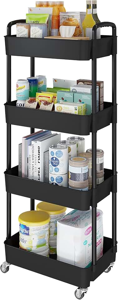 4-Tier Mobile Storage Cart with Wheels