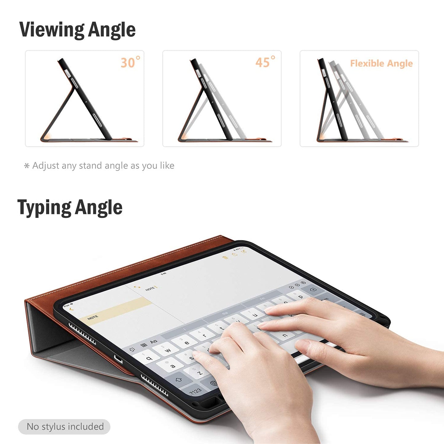 Compatible with iPad Air 5th Generation Case 2022/ iPad Air Case 4th Generation 10.9'' 2020 Vegan Leather with Pencil Holder Typing Angle Auto Sleep/Wake Muti-Stand iPad Air 5/4 Case (Brown)