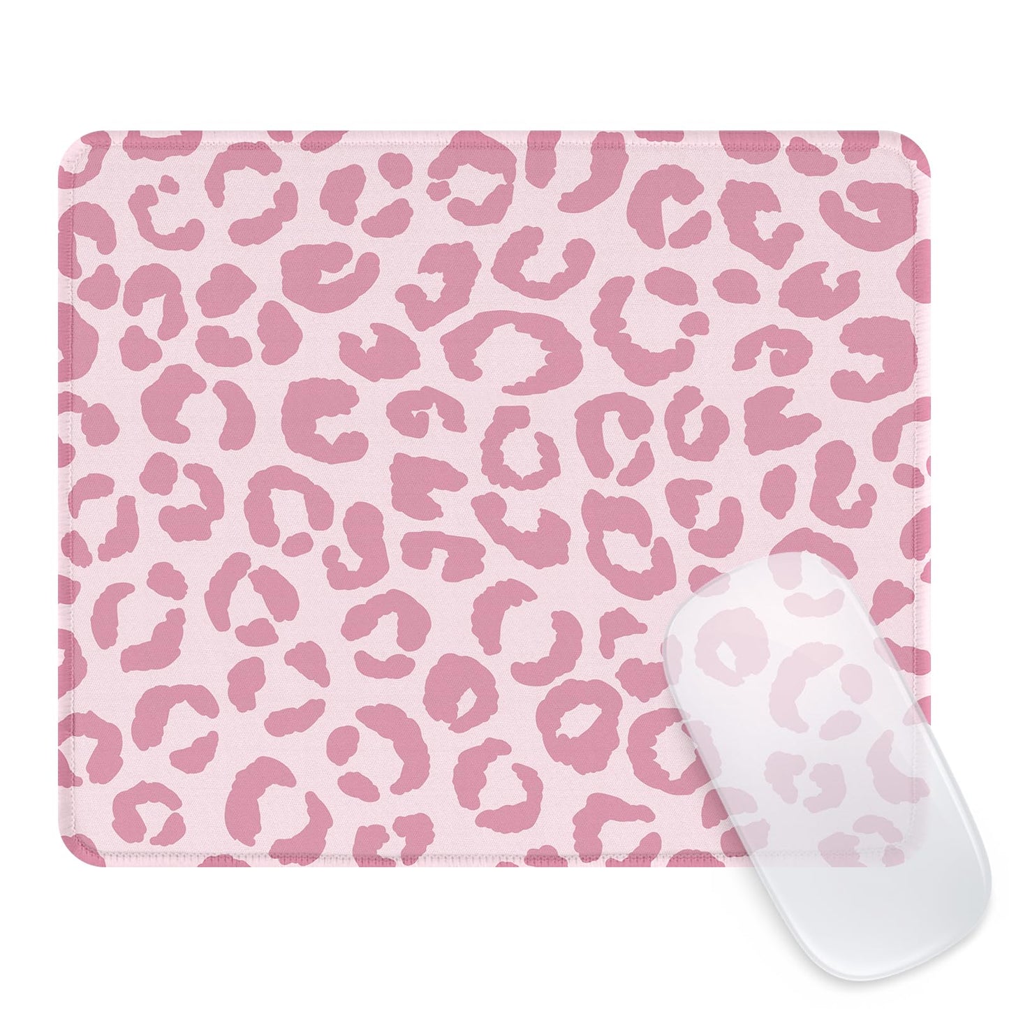Pink Leopard Square Mouse Pad with Non-Slip Base