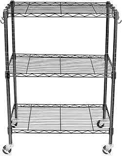 3-Tier Heavy Duty Metal Storage Shelves with Wheels