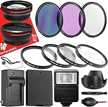 55mm Accessory Bundle with Lenses, Battery, Filters, Flash