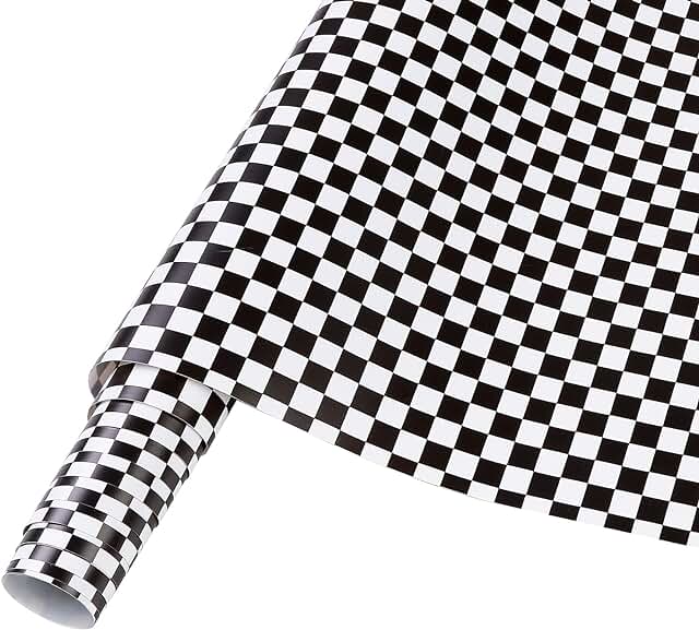 Black Checker Vinyl Roll for Mugs and Decor