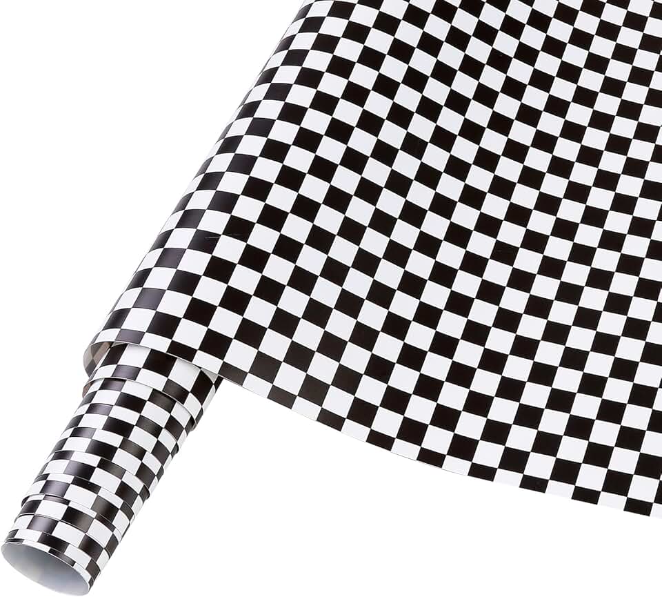 Black Checker Vinyl Roll for Mugs and Decor