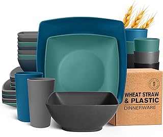 32-piece unbreakable plastic dinnerware set for 8