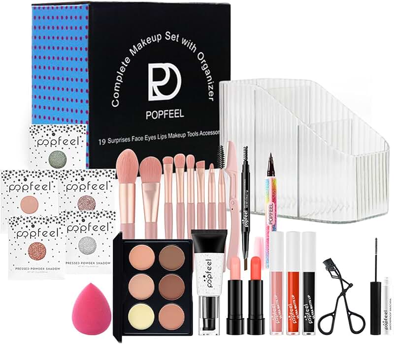 Complete makeup starter kit with brushes and tools