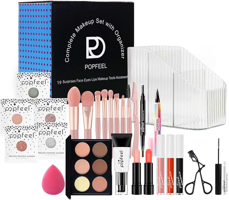 Complete makeup starter kit with brushes and tools