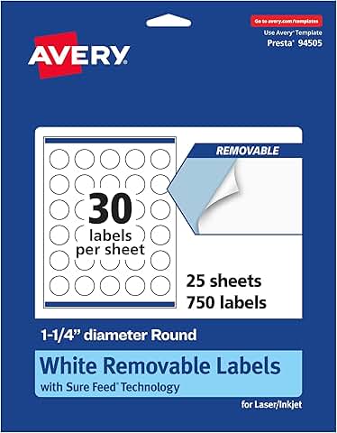 Matte White Round Labels, 1.25", 750 Removable