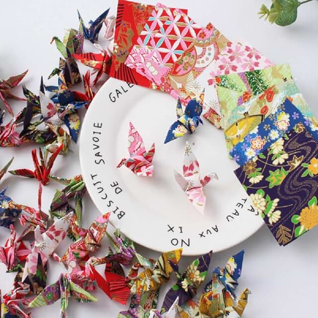Set of 100 Washi Paper Cranes for Party and Gift
