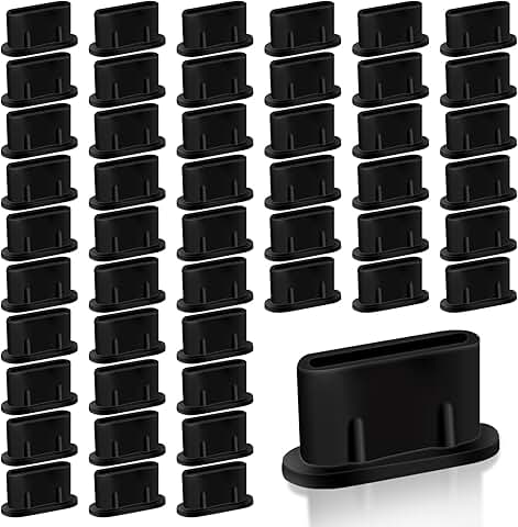 100 Black USB C Dust Plugs for Charging Ports