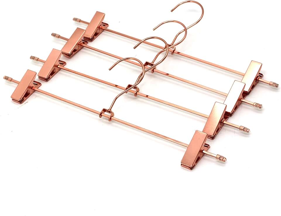 30 Heavy Duty Rose Gold Metal Pants Hangers with Swivel Hooks