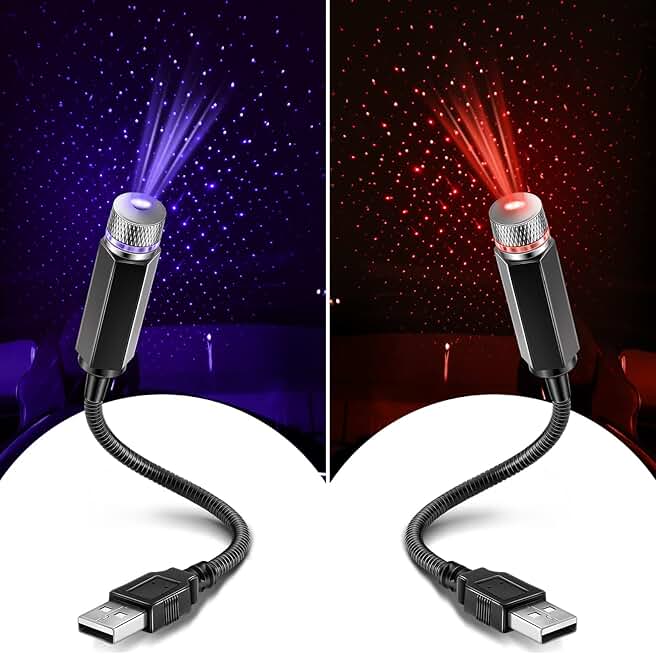 2 Pack USB Star Projector Night Lights for Ceiling and Room