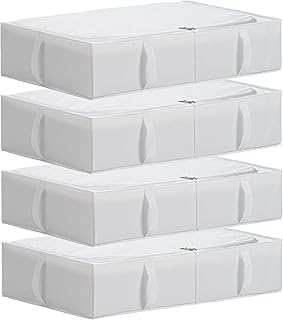 Set of four washable fabric under bed storage bins