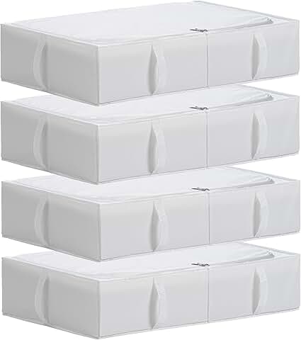 Set of four washable fabric under bed storage bins