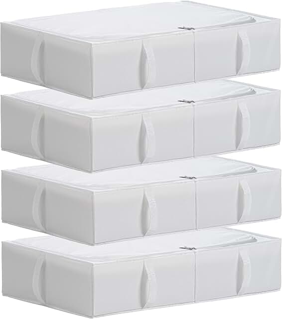 Set of four washable fabric under bed storage bins