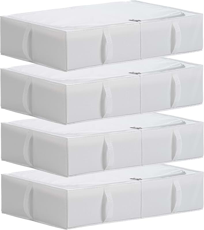 Set of four washable fabric under bed storage bins