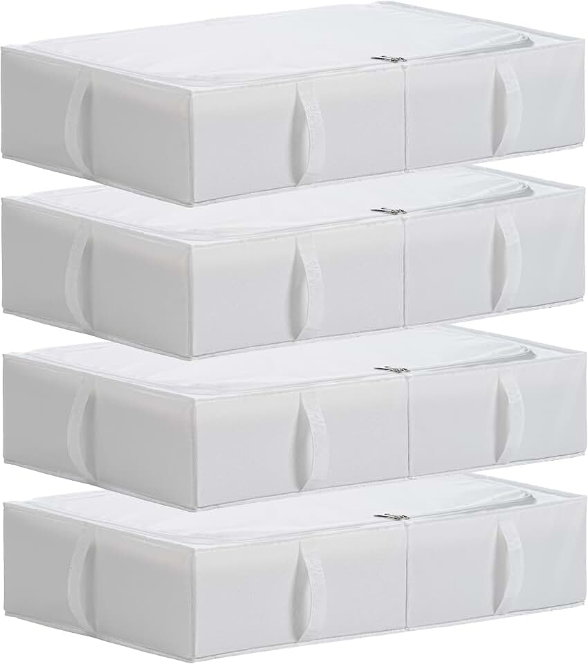 Set of four washable fabric under bed storage bins