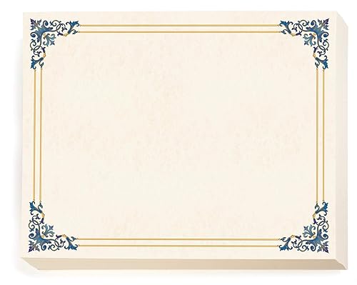 Blue and gold border certificate paper, 8.5 x 11, 100 sheets
