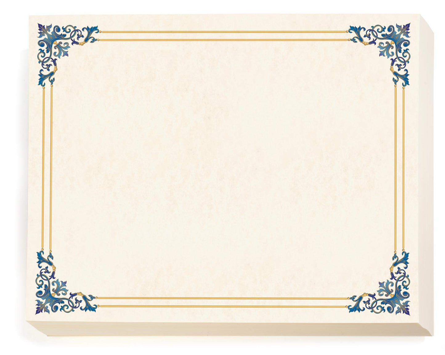 Blue and gold border certificate paper, 8.5 x 11, 100 sheets