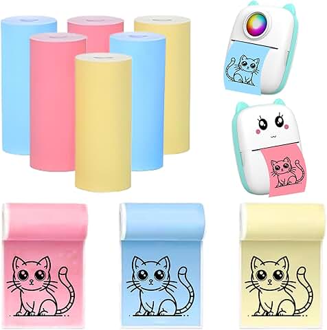 Six Rolls of Colorful Thermal Paper for Portable Printer