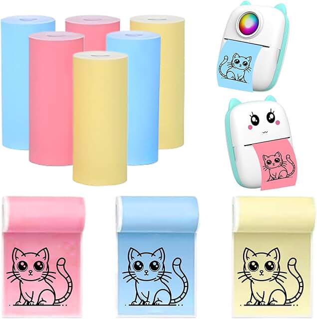 Six Rolls of Colorful Thermal Paper for Portable Printer