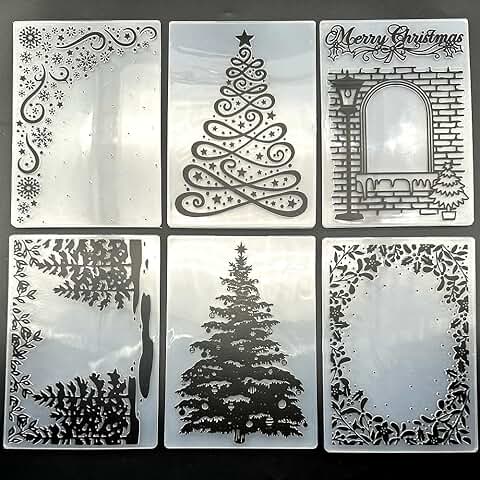 Set of 6 Christmas Embossing Folders for Card Making