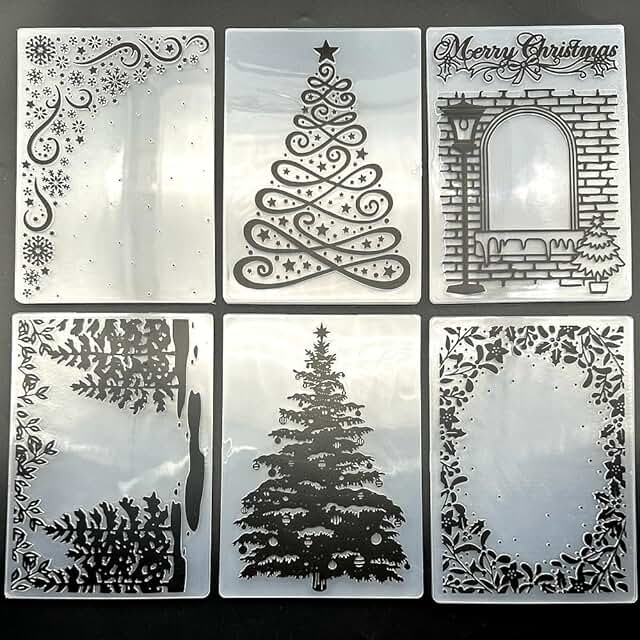 Set of 6 Christmas Embossing Folders for Card Making