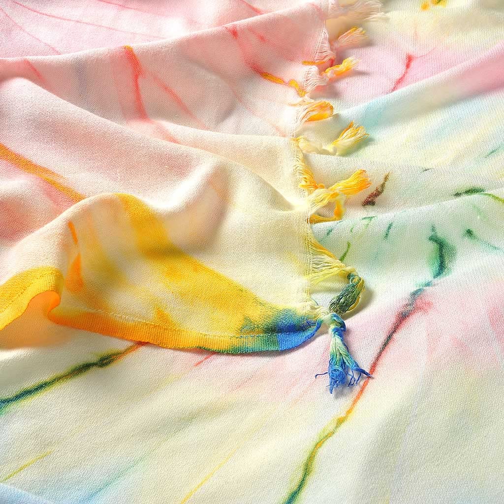 Turkish Throw Blanket Multipurpose Bed or Couch, Table Cover or Picnic Mat, Farmhouse, Yoga, Beach, Oversized Large Beach Throw XL Helezon Tie Dye 100% Pure Cotton 59 x 78 Multi)