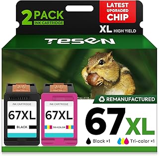 Black and color remanufactured ink cartridges for HP printers, 2-pack