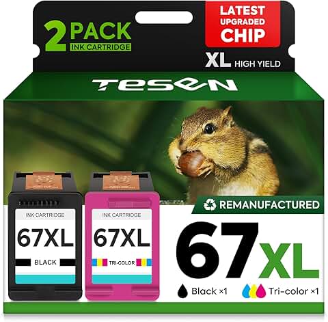 Black and color remanufactured ink cartridges for HP printers, 2-pack