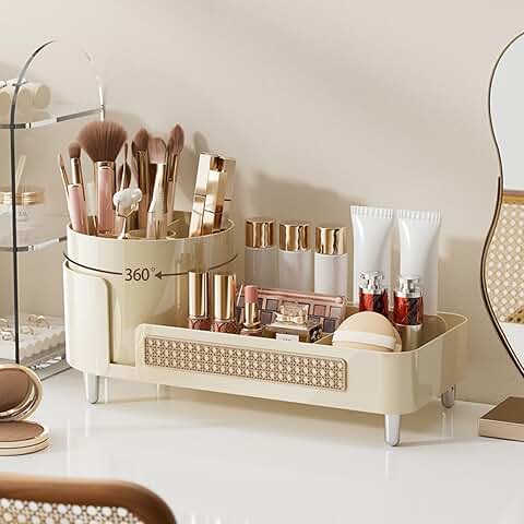 Large Capacity Rotating Makeup Organizer for Vanity