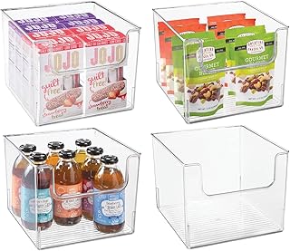 Set of 4 Clear Plastic Storage Trays for Kitchen or Fridge