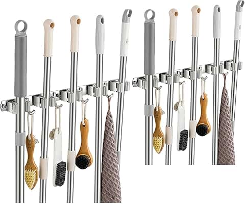 2 Pack Wall Mount Broom and Mop Holders