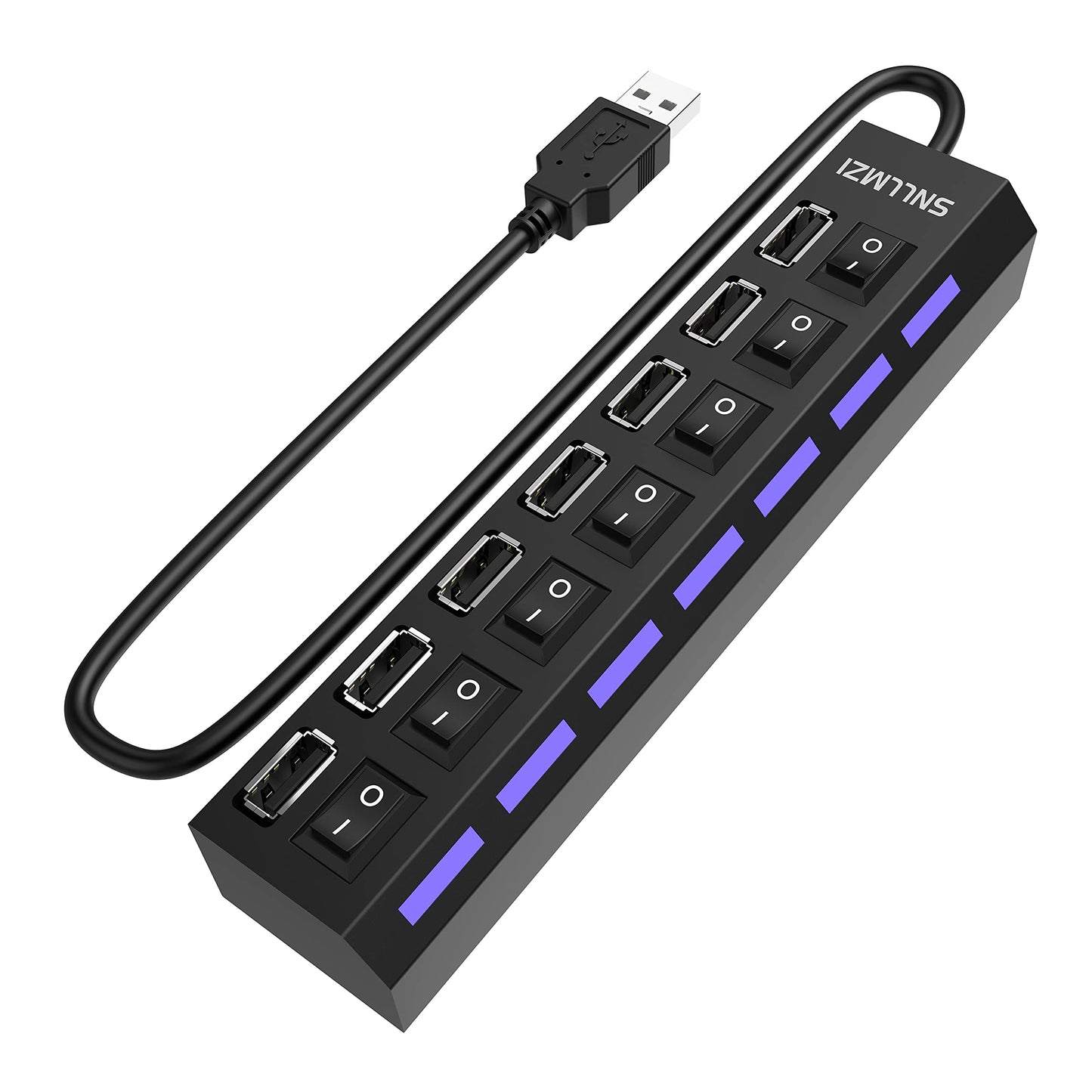 7 Port USB 2.0 Hub with LED for Computers and Laptops
