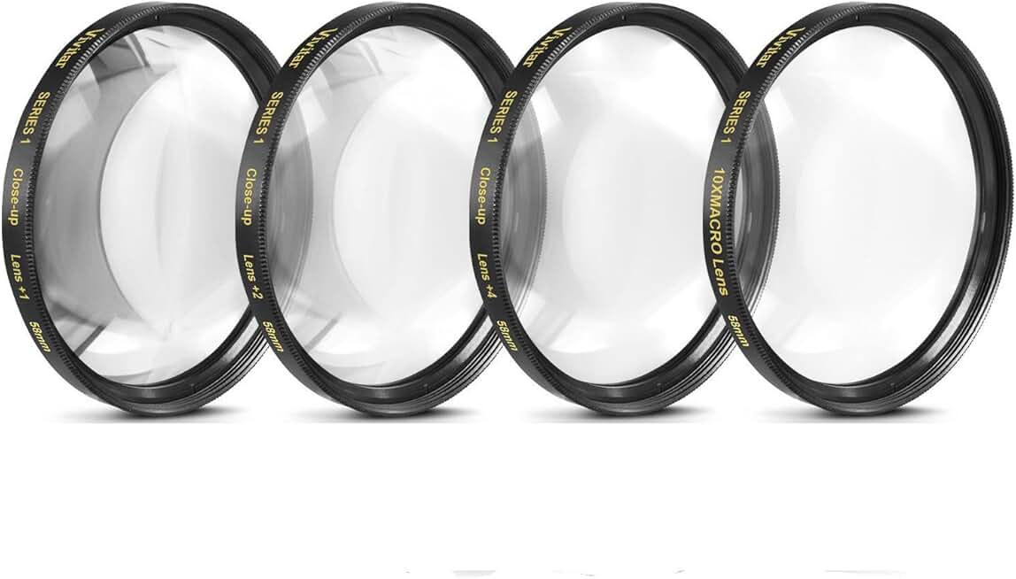 58mm Close-Up Filter Set with +1, +2, +4, +10 Diopters