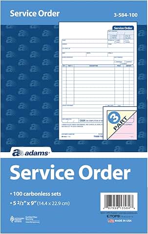 Service Order Form, 3-Part, Carbonless, 5 2/3" x 9"