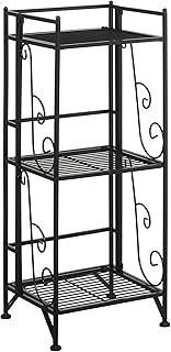 Three-Tier Folding Metal Shelf with Scroll Design