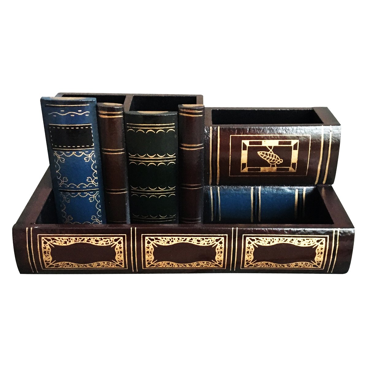 Decorative Wooden Pen Holder with Storage