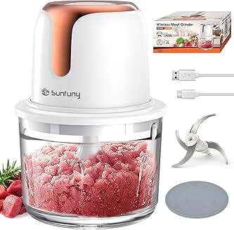 Wireless Mini Food Chopper with 5-Cup Glass Bowl
