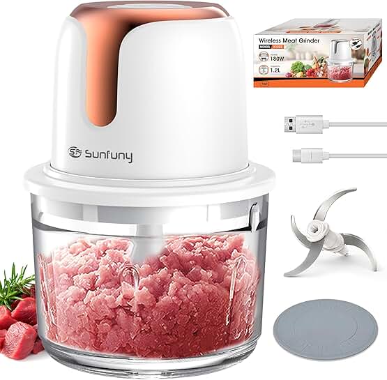 Wireless Mini Food Chopper with 5-Cup Glass Bowl