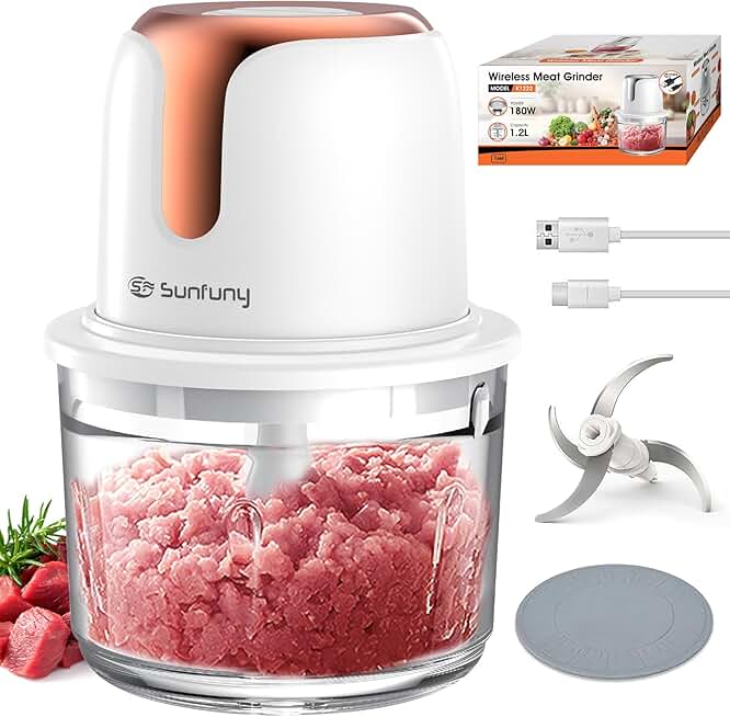 Wireless Mini Food Chopper with 5-Cup Glass Bowl