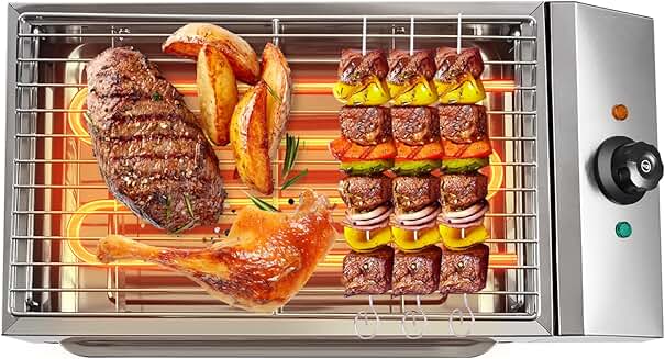 Indoor Electric Grill with Removable Griddle