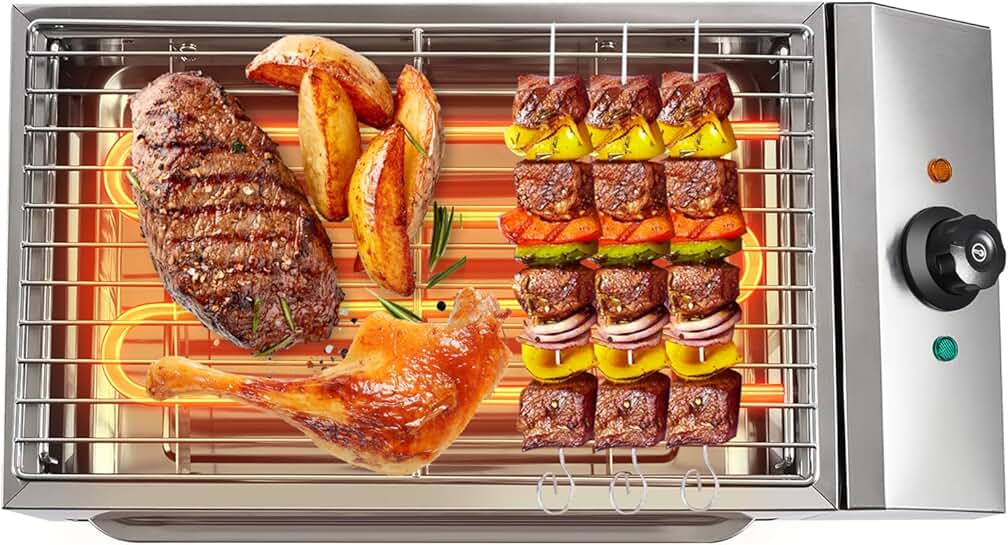 Indoor Electric Grill with Removable Griddle