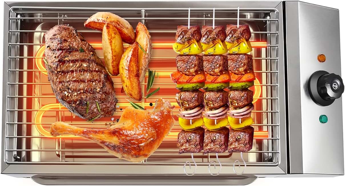 Indoor Electric Grill with Removable Griddle