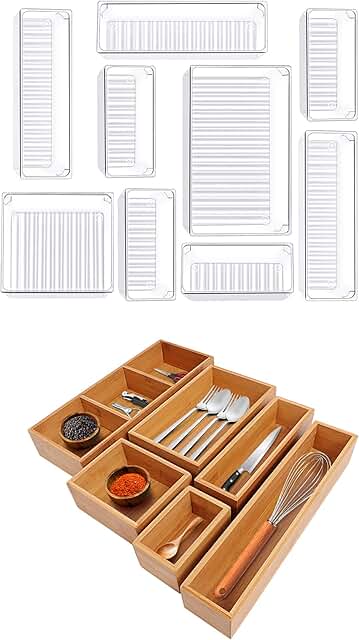 9-Piece Drawer Organizer Set with Bamboo Dividers
