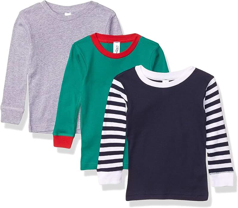 Set of 3 Toddler Ribbed Long Sleeve Pajama Tops